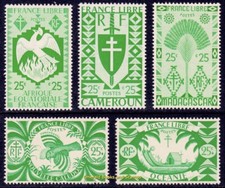 EBS France 1941 - WW2 Free France Colonies - Dulac Designs - selection - MNH**