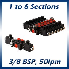 Hydraulic Solenoid Control Spool Valve, 3/8 / 1/2 BSP, 50lpm, 1-6 Bank, 12 / 24v