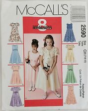 Mccalls 2590 Girls Formal Dress Sewing Pattern Flower Girl Size 7 8 10 Years