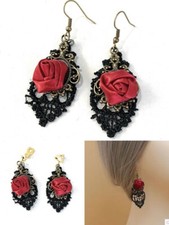 Vintage Red Rose Black Lace