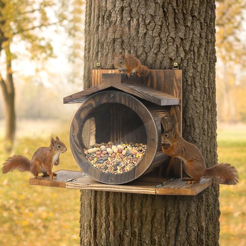 Wood squirrel feeder - feeder, durable