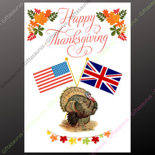Personalised Thanksgiving Card Plantable Seeded Union Jack UK USA America Flag