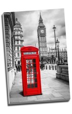 London Red Telephone Box Booth Canvas Print Wall Art 30x20" A1