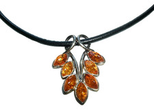Genuine amber leaf pendant on