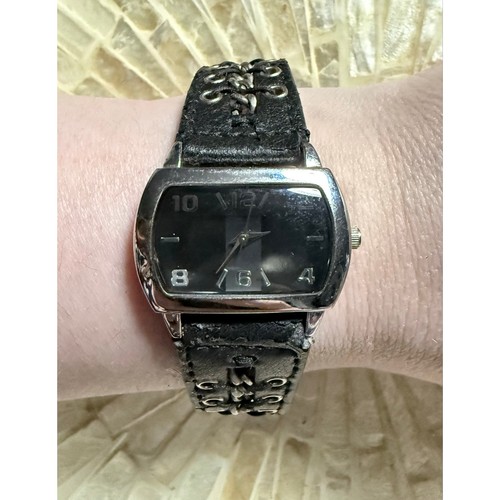 Black leather lace design - leather, lace-up