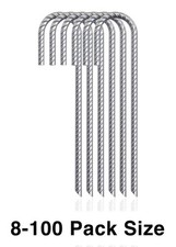 Rebar Stakes 12'' Heavy Duty J Hooks Ground Anchor Fence Swing Tent Trampoline