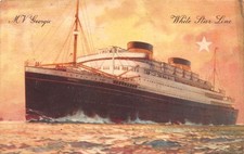 Postcard M.V. Georgic White Star Line Liner Ship C1932