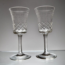 Set Of 2 Vintage Etched Cut