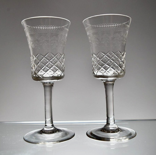 Set vintage etched cut - of,