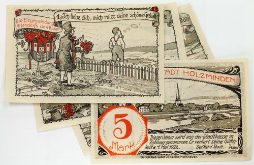 1922 holzminden notgeld 4pc - notgeld,