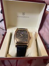 Mens Stockwell Watch Black Dial With Rose Gold Frame With Black Leather Strap