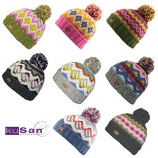 Kusan 100% Wool Bobble Hat -