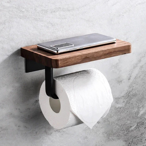 Wooden toilet paper holder - toilet,