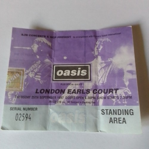 Oasis ticket stub from classic