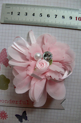 Organza layers pink 8cm bow - organza,