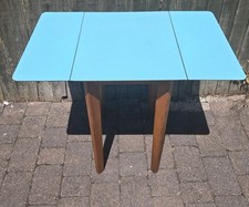 1960 Dropleaf Vintage Formica Table Dropleaf Gateleg Turquoise Blue RARE