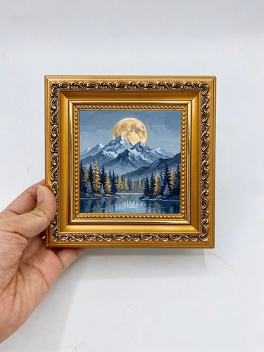 Full moon snow mountain - mountain, lake