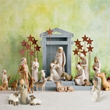 Nativity Scene Willow Tree FigureOrnaments Jesus Birth Memorial Easter Resin