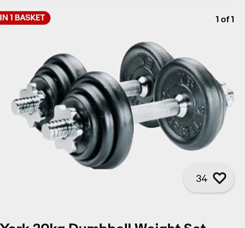 York 20kg adjustable dumbbell - york,