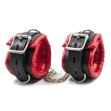 Leather wrist handcuffs - leather,