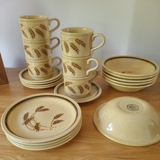 21 pieces of Biltons England Wheatgrass Ironstone cups / bowls/plates. Retro 