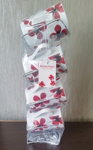 Set painted poppy mugs - mugs, in