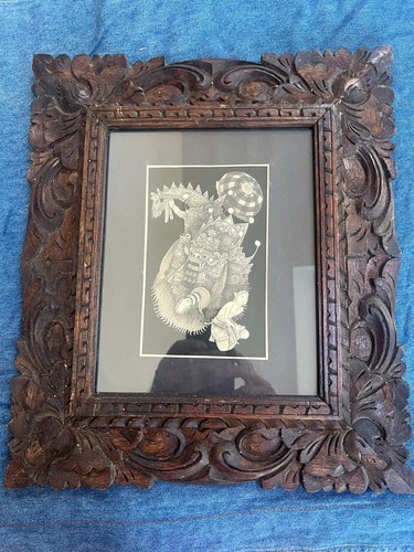 Bali painting with hand-carved