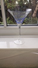 Large Martini  Glass Blue Swirls 19cm High
