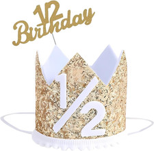Half Birthday Hat Glitter 1/2