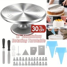 Cake Turntable 12'' Aluminum Cake Revolving Stand Holder Cake Baking Decor Tool