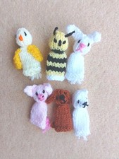 6 HAND MADE WOOLEN ANIMAL FINGER PUPPETS FOR PARTY BAGS OR STORYTELLING
