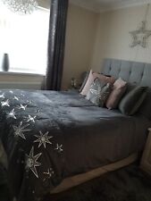 Next Grey Luxurious Twilight Sequin Star Velvet Duvet Cover Pillowcase Set KING