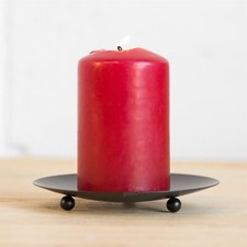 Black Metal 12cm Pillar Candle Holder Plate Home Decor Candlestick Stick Church