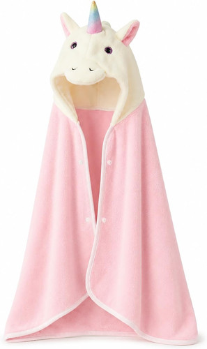 Girls unicorn hooded wrap - girls, bath