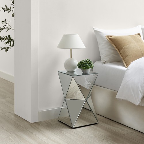 Diamond mirrored bedside table - diamond,