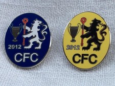 2 ENAMEL BADGES PIN FASTENING CHELSEA CHAMPIONS LEAGUE WINNERS 2012 *LAST PAIR*