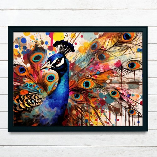 Peacock wall art colourful - peacock,