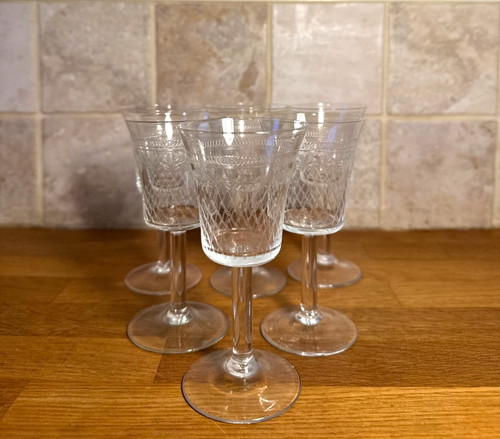 Vntage set etched - etched, lady
