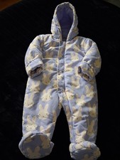 Marks And Spencer Baby,s Pramsuit/ Snowsuit.Lilac Mix.9-12 Months...VGUC....