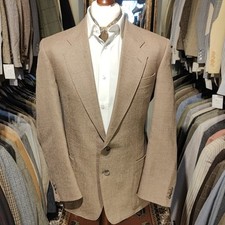 Vintage Mens 40R - 42R Tweed Safari Camel Style Summer Suit Jacket Blazer Wool 