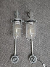 Original BTC Davey galvanised metal industrial style cage lights, set of 2
