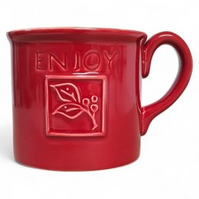 "Enjoy" Red Leaves Ceramic Coffee Mug Cup 4.5"