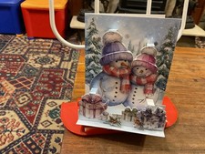 Decoupage Snowmen and Presents Stepper Christmas Card - Approx 4 x 5 inches