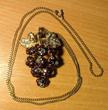 Vintage Suzanne Bjontegard (Suzi B) Stone Set Grape Style Pendant/Brooch & Chain