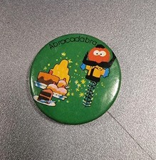 Vintage Magic Roundabout Zebedee 'abracadabra'  pin button badge. 1970s