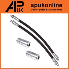 2x Grease Gun Tube Flexi & Couplers M10 30cm for Ford New Holland JCB Tractor