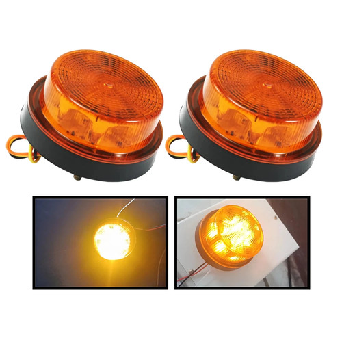 12v 24v led round warning - 2x,
