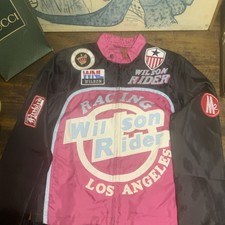  TRACK BIKER RACING  motor cycle JACKET WIND breaker WILSON RIDER coat s m  36 