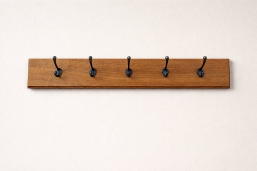 Solid oak wall mounted coat - wall,