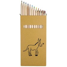 12 x 'Donkey With Rose' Long 178mm Coloured Pencils / Pencil Set (PE00042945)